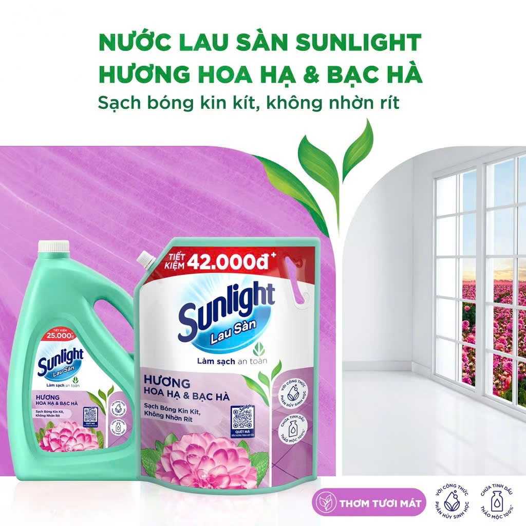 Nước Lau Sàn Sunlight Tinh Dầu Thảo Mộc Sạch Bóng - Túi 3,6 KG