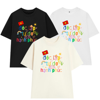 Áo Thun UNISEX form rộng nam nữ in hình Độc Lập Tự Do Hạnh Phúc chất Cotton mềm mịn co dãn 2c