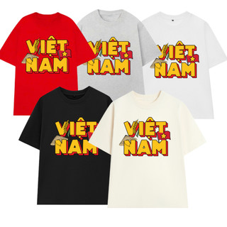 Áo Thun UNISEX form rộng nam nữ in hình Chữ VIỆT NAM yêu nước chất Cotton mềm mịn co dãn 2c