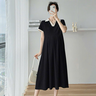 VÁY BẦU ĐEN CỘC TAY CỔ POLO DÁNG XOÈ 💥RẺ VÔ ĐỊCH💥