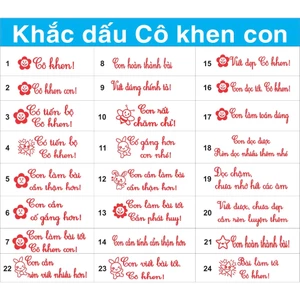 Khắc con dấu tiểu học,cô khen, con cần cố gắng hơn màu xanh, đỏ