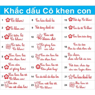 Khắc con dấu tiểu học,cô khen, con cần cố gắng hơn màu xanh, đỏ