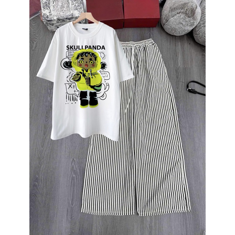 skuli trắng + kẻ dọc