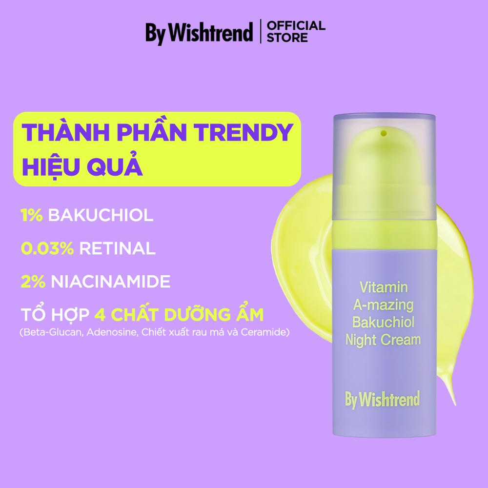 Ảnh Kem dưỡng da ban đêm By Wishtrend Vitamin A-mazing Bakuchiol Night 10g + sachet 2