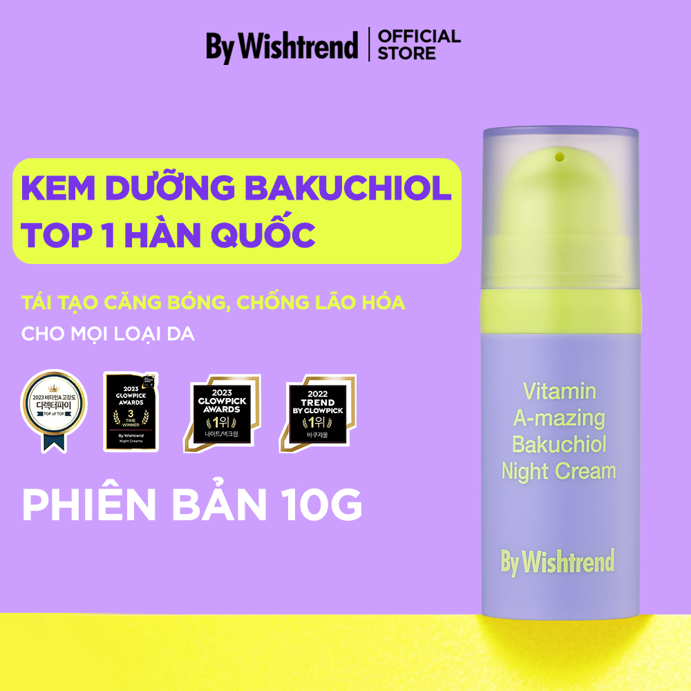 Ảnh Kem dưỡng da ban đêm By Wishtrend Vitamin A-mazing Bakuchiol Night 10g + sachet 1