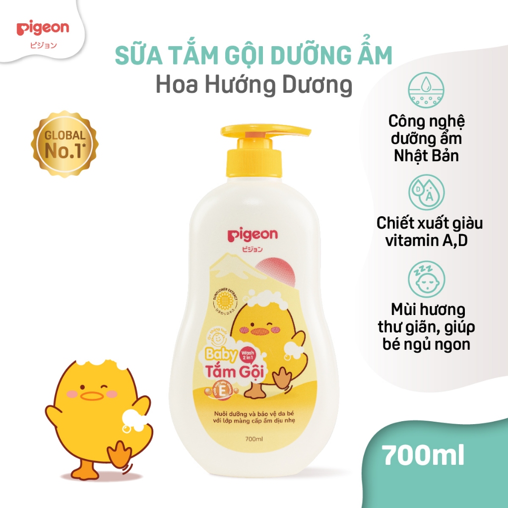 Ảnh Tắm Gội Dịu Nhẹ Pigeon Hương Hoa Hướng Dương/ Jojoba 700ml 1