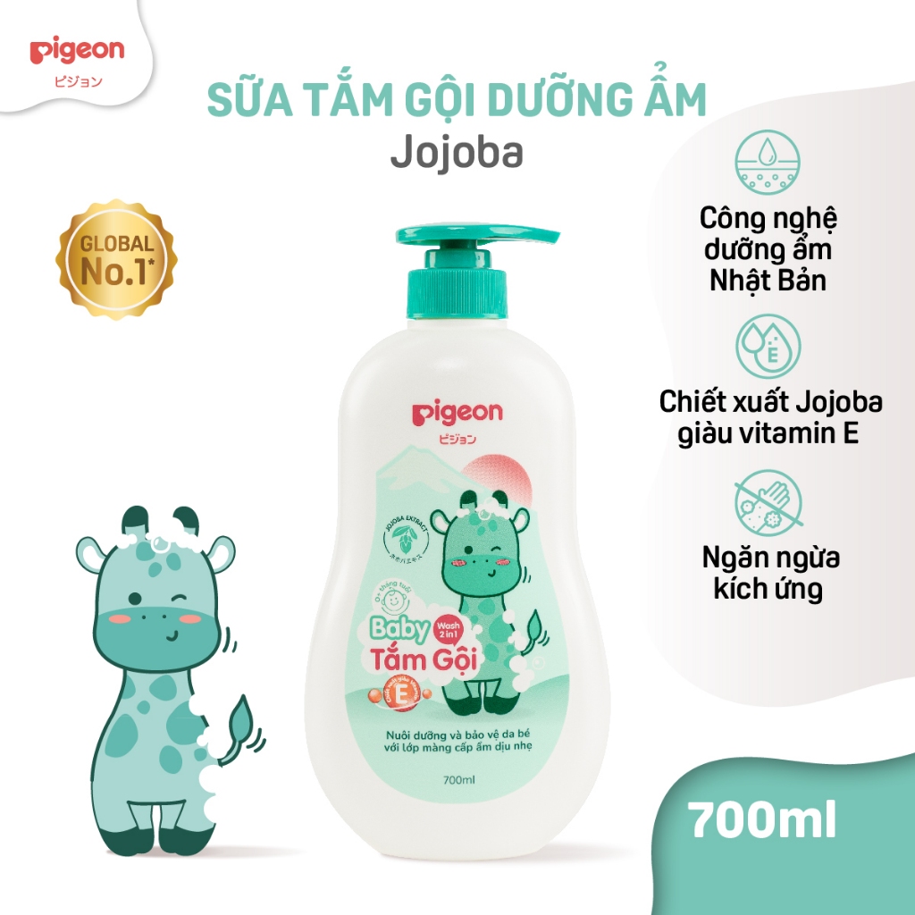 Ảnh Tắm Gội Dịu Nhẹ Pigeon Hương Hoa Hướng Dương/ Jojoba 700ml 2