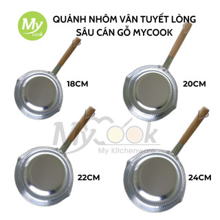 Nồi chảo sâu lòng, quánh nhôm dày MYCOOK Nồi nhôm cán gỗ dài có miệng rót