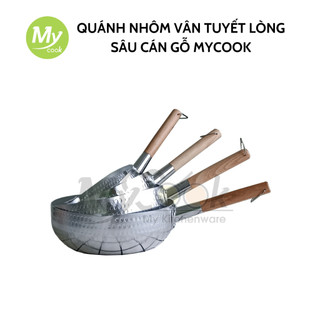 Nồi chảo sâu lòng, quánh nhôm dày MYCOOK Nồi nhôm cán gỗ dài có miệng rót