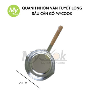Nồi chảo sâu lòng, quánh nhôm dày MYCOOK Nồi nhôm cán gỗ dài có miệng rót