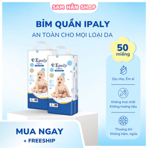 Tã Bỉm Quần Trẻ Em Ipaly Organic Mềm Mại Thấm Hút Nhanh, Bỉm Quần Chống Hăm Bịch 50 Miếng
