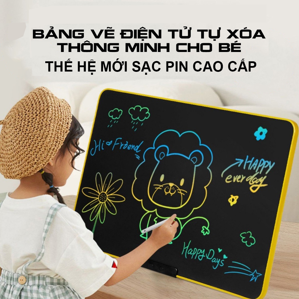 [Bảng LCD 16 Inch] Bảng Vẽ Điện Tử Bảng Vẽ Tự Xóa Đa Sắc Thông Minh Bảng LCD 16 - 12 - 8.5 Inch - SmartHomeKids