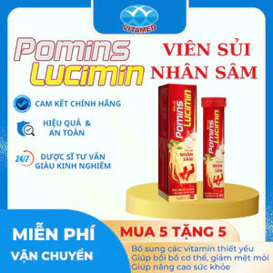 Viên Sủi Sâm Pomin Lucimin Hộp 20 Viên - Chiết Xuất Nhân Sâm Và Vitamin, Hỗ Trợ Tăng Cường Sức Đề Kháng