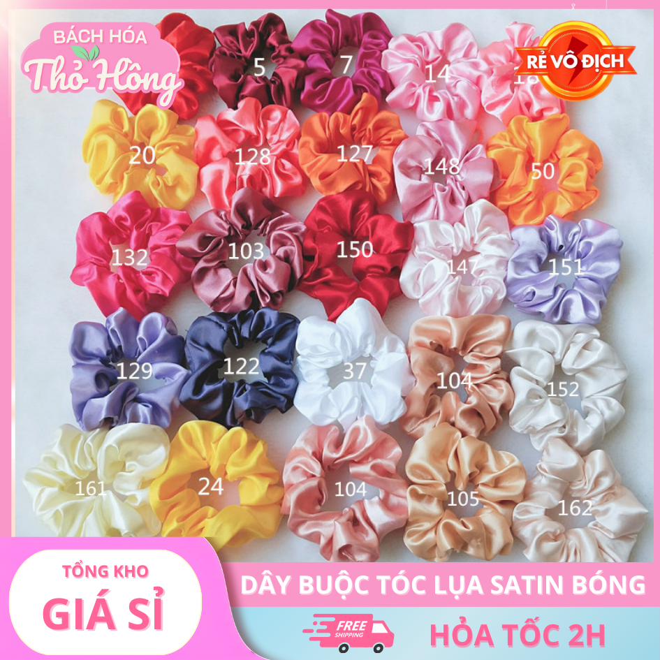 3 Dây Buộc Tóc Lụa Satin Bóng Thời Trang 52 Màu