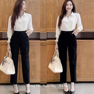 (Dài 88-95-103cm)Quần Tây Nữ Công Sở Lưng Cao A668 1m50 1m55 1m60 Che Đùi To Ống Đứng Suông Dài Dáng Quần Tây Đi Học Nữ
