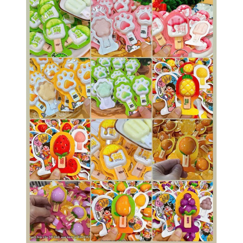 [ XÁ 1KG ] THẠCH QUE KEM TRÁI CÂY SỮA CHUA PHÔ MAI 3D CHUNYAYUAN [MIX ĐỦ VỊ]