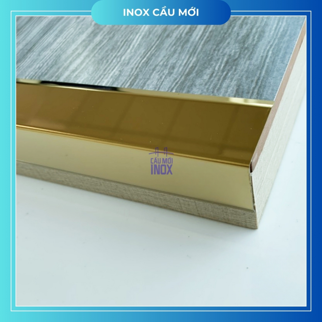 Nẹp V Vàng bóng inox 304, kích thước 10mm, 15mm, 20mm, 25mm, 30mm, độ dày 0.6mm, 0.8mm, 1mm
