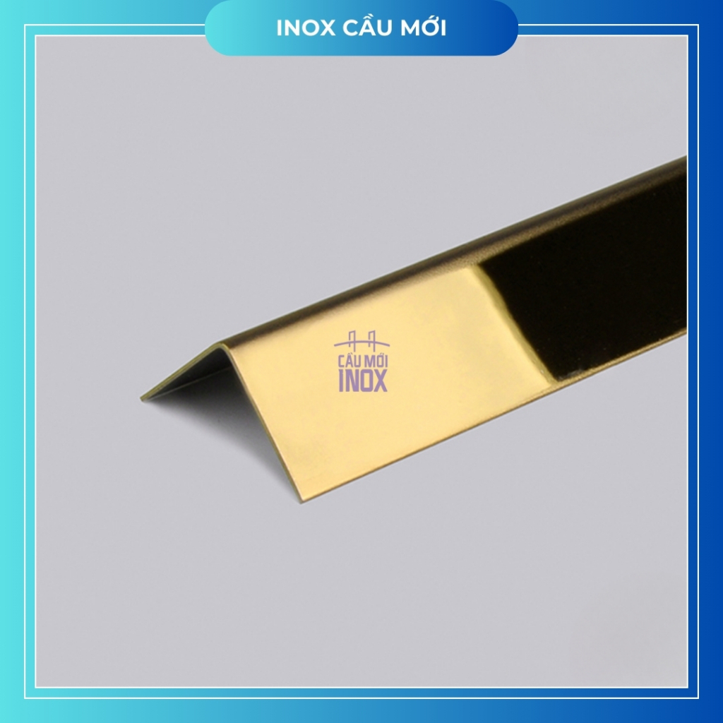 Nẹp V Vàng bóng inox 304, kích thước 10mm, 15mm, 20mm, 25mm, 30mm, độ dày 0.6mm, 0.8mm, 1mm