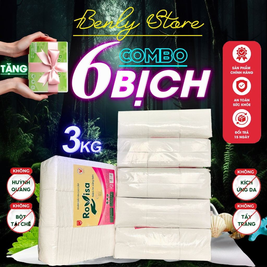 Giấy Ăn Giá Sỉ ROVISA 3Kg 6 Bịch - Giấy Kg Rút Xếp Dùng Quán Ăn, Nhà ...