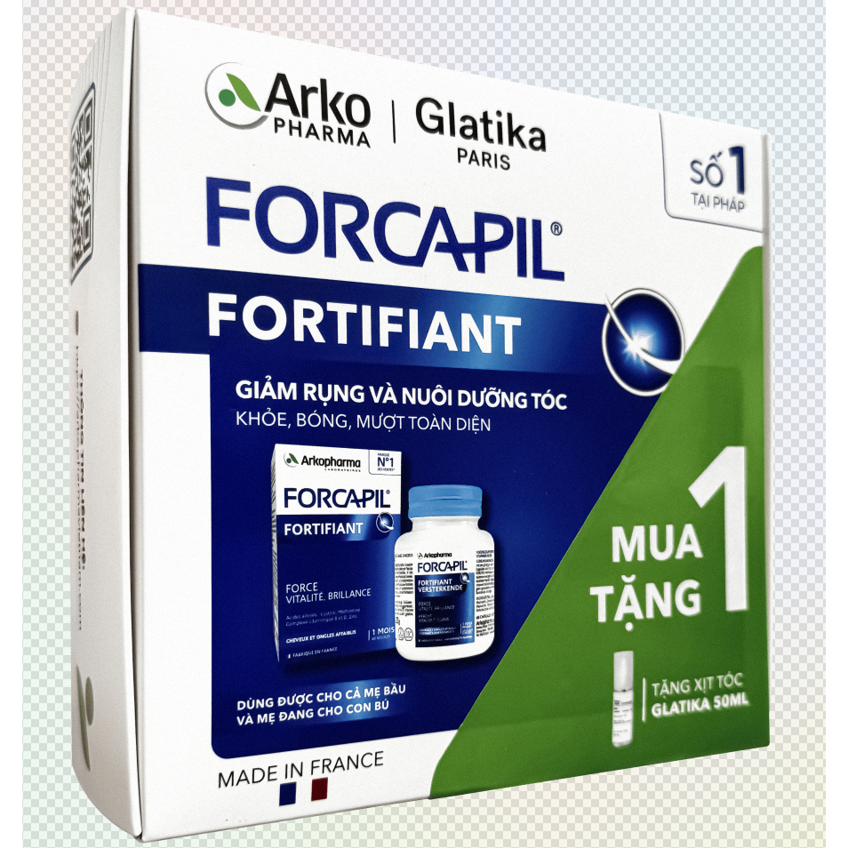 Ảnh Hộp Quà Cho Viên Uống Forcapil Fortifiant combo 1 - Giảm rụng tóc sau sinh, hỗ trợ mọc tóc biotin, 1