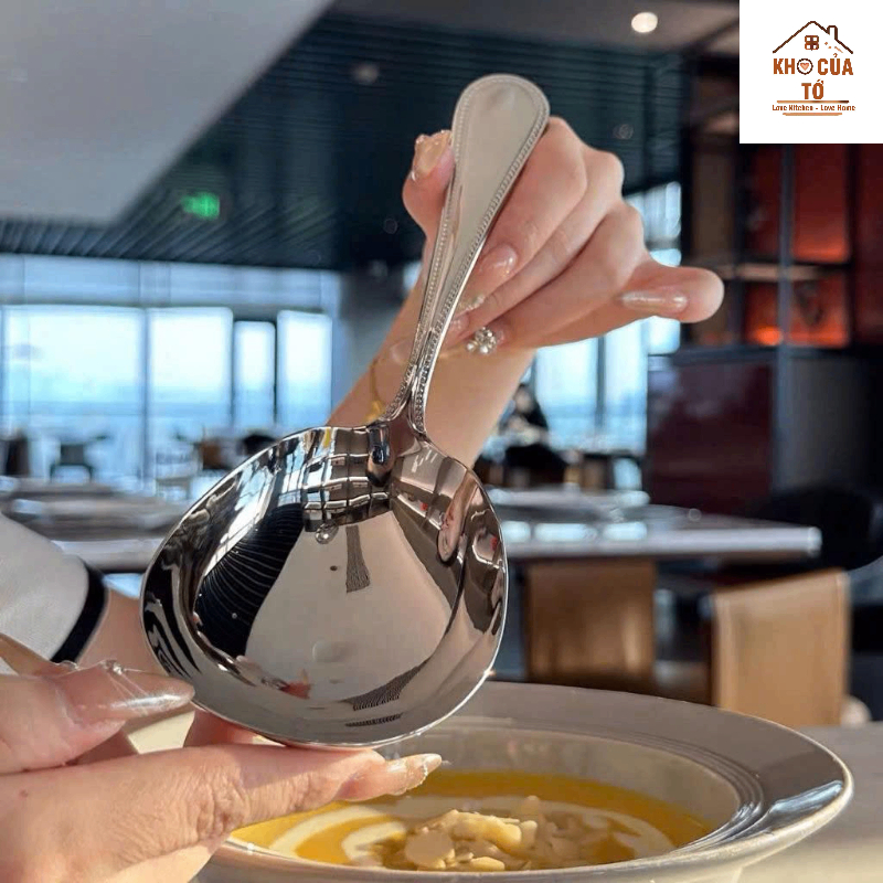 Muôi thìa inox Korea bản to, muôi canh làm bằng thép không gỉ 18/10 an ...