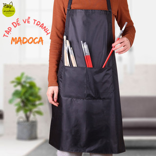 [HỎA TỐC] Tạp dề vẽ tranh Madoca, nấu ăn có thể phục vụ pha chế, tạp dề cao cấp chống nước có túi