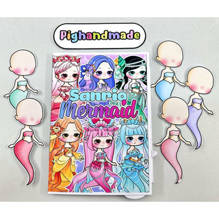 Đồ chơi bóc dán Tiên cá Gacha, 6 nhân vật - Búp bê giấy