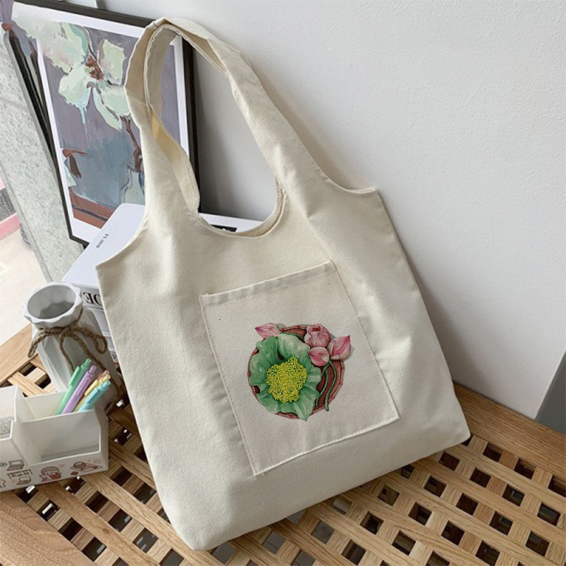 Túi vải Canvas với BỘ SƯU TẬP CỐM VÀ HOA SEN hàng xinh giá rẻ Túi Tote vải canvas liền thân phù hợp đi làm , đi chơi
