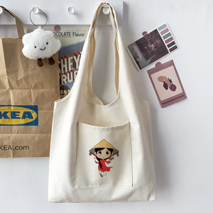 Túi vải Canvas liền thân in họa tiết Nón Lá và Tà Áo Dài xinh xắn, giá rẻ, túi Tote, đeo vai phù hợp đi làm, đi chơi.