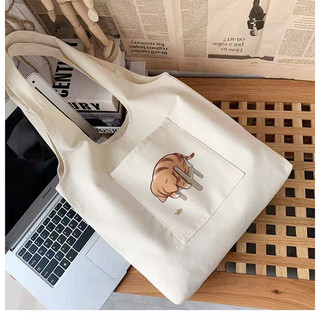 Túi vải Canvas với hình ảnh CHÚ MÈO CON hàng xinh giá rẻ Túi Tote vải canvas liền thân đeo vai phù hợp đi làm , đi chơi