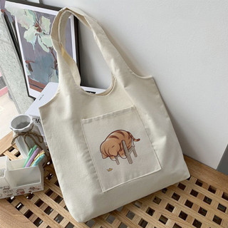 Túi vải Canvas với hình ảnh CHÚ MÈO CON hàng xinh giá rẻ Túi Tote vải canvas liền thân đeo vai phù hợp đi làm , đi chơi