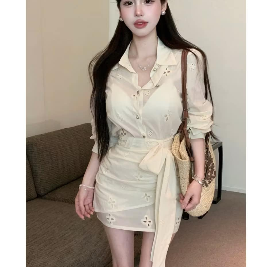 Set váy nữ, đầm nữ hàng thiết kế phong cách công sở tay dài form ôm tôn dáng nữ tính trẻ trung HCOM25324