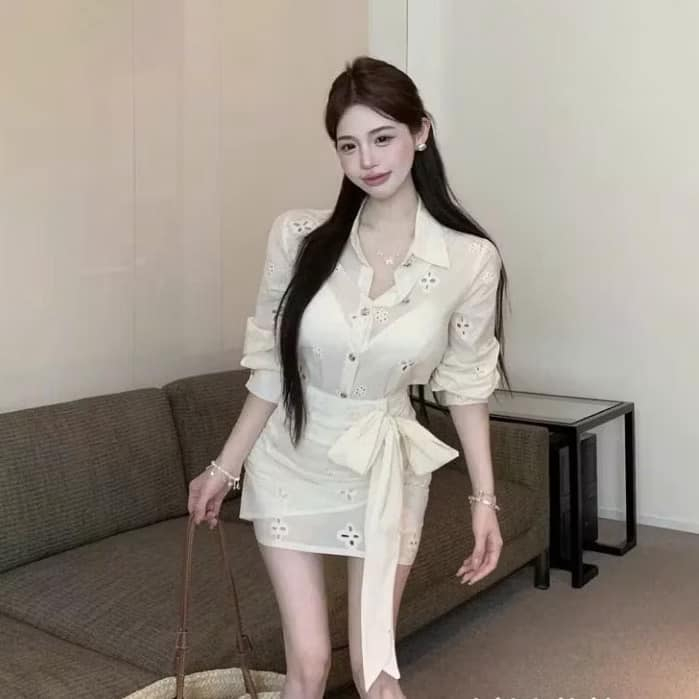 Set váy nữ, đầm nữ hàng thiết kế phong cách công sở tay dài form ôm tôn dáng nữ tính trẻ trung HCOM25324