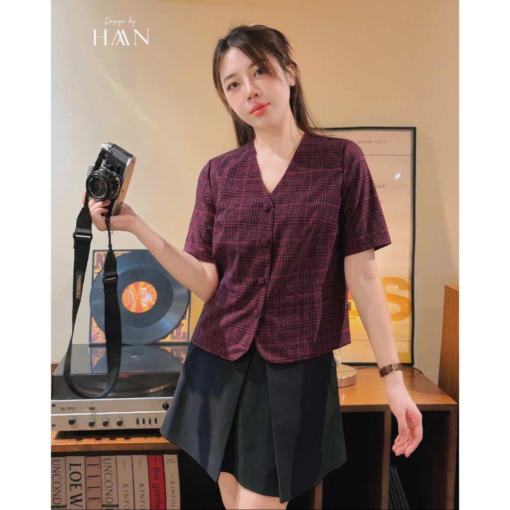 Áo Sơ Mi Nữ Cổ Vest Basic Chất Kate Mềm Mát, Sơ Mi Công Sở Thanh Lịch Trẻ Trung HAAN Design SM210