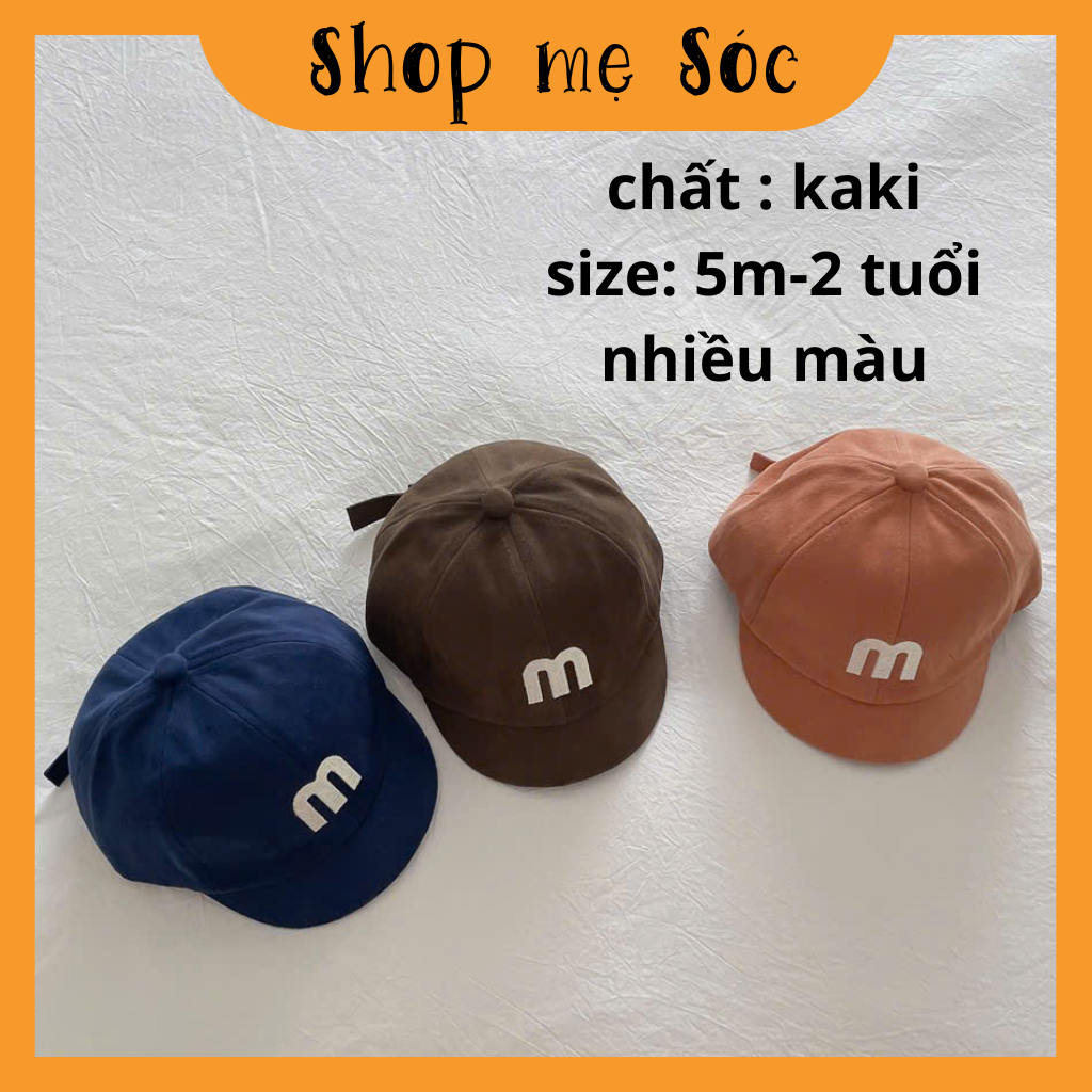 Mũ lưỡi trai thêu chữ M phong cách Hàn Quốc cho bé trai và bé gái 0-2 tuổi mesocshop