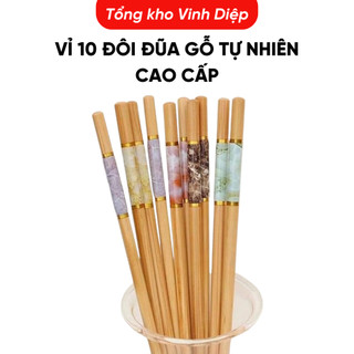 .Vỉ 10 đôi đũa gỗ tự nhiên cao cấp - Hàng Việt Nam chất lượng cao, đũa ăn cơm