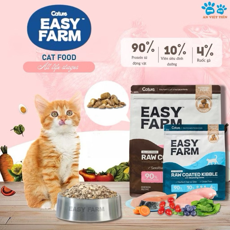 Hạt Cho Mèo Có Topping và Chà Bông Cature Easy Farm 1.5Kg