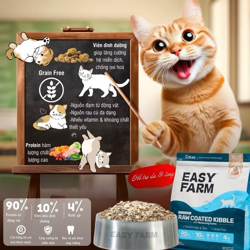 Hạt Cho Mèo Có Topping và Chà Bông Cature Easy Farm 1.5Kg