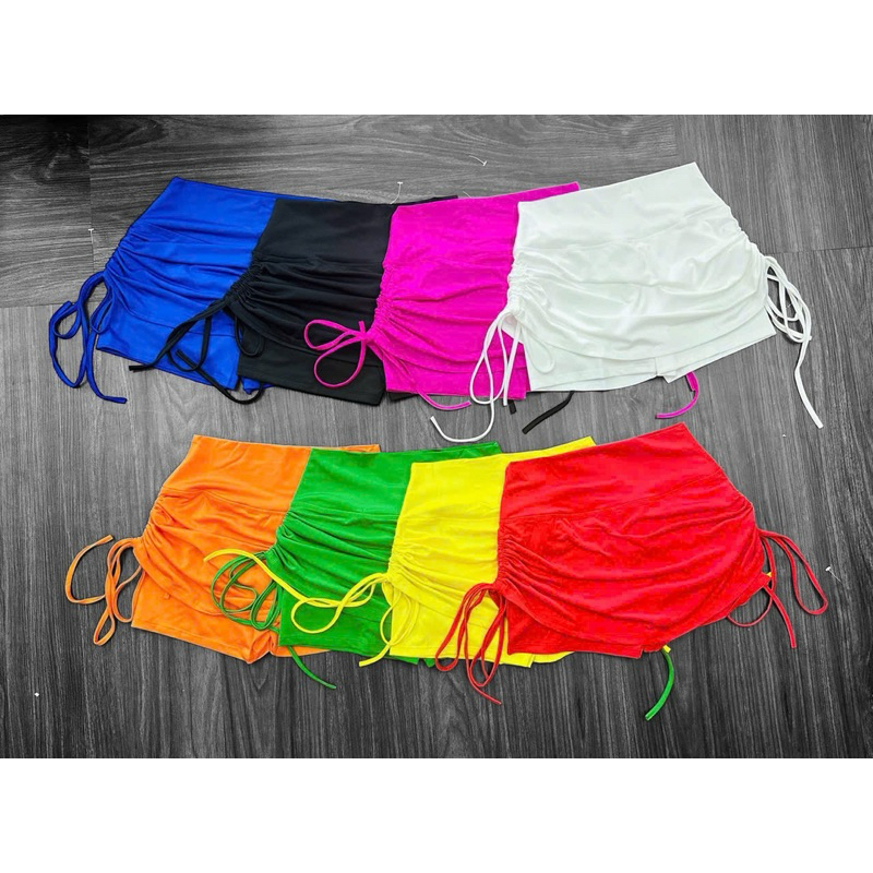 Quần váy thể thao rút dây 2 bên 2 lớp tập gym yoga nữ cap cao co giãn ôm dáng che khuyết điểm