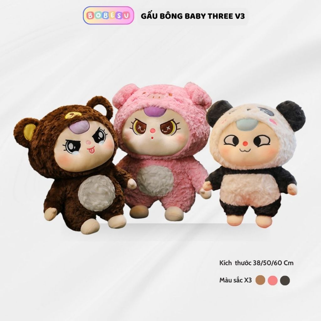Gâu bông gấu trúc v3 lông xù dễ thương Gấu bông gấu trúc heo cosplay bé ba mắt lé, mắt dora,mắt rưng cao cấp