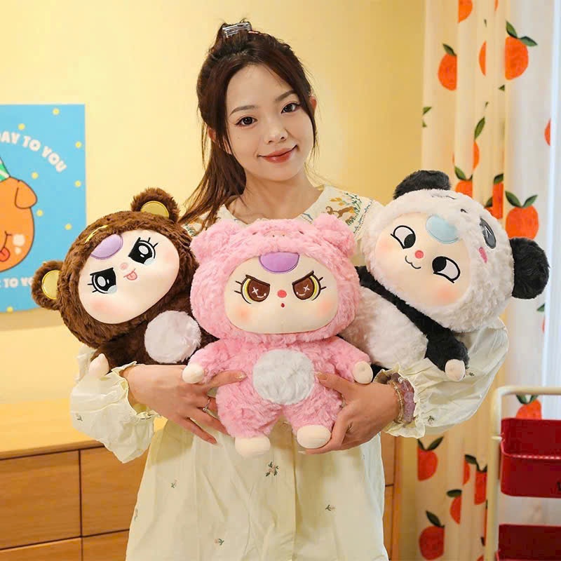 Gâu bông gấu trúc v3 lông xù dễ thương Gấu bông gấu trúc heo cosplay bé ba mắt lé, mắt dora,mắt rưng cao cấp