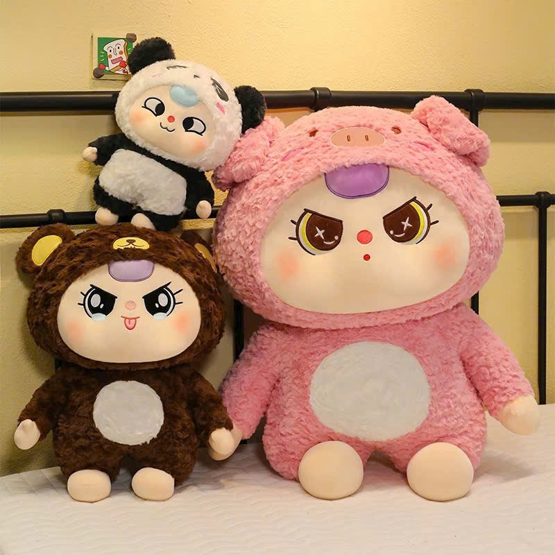 Gâu bông gấu trúc v3 lông xù dễ thương Gấu bông gấu trúc heo cosplay bé ba mắt lé, mắt dora,mắt rưng cao cấp