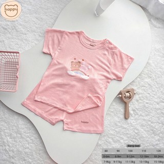 Bộ Cộc Tay Cho Bé, Bộ Quần Áo Cộc Tay Thông Hơi Unchi Siêu Mềm Mại Thời Trang Mùa Hè Cho Bé Trai Bé Gái 7-18kg PL16