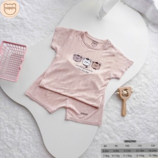Bộ Cộc Tay Cho Bé, Bộ Quần Áo Cộc Tay Thông Hơi Unchi Siêu Mềm Mại Thời Trang Mùa Hè Cho Bé Trai Bé Gái 7-18kg PL16