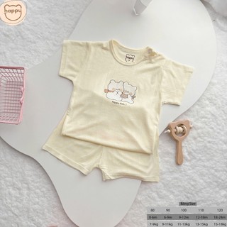 Bộ Cộc Tay Cho Bé, Bộ Quần Áo Cộc Tay Thông Hơi Unchi Siêu Mềm Mại Thời Trang Mùa Hè Cho Bé Trai Bé Gái 7-18kg PL16
