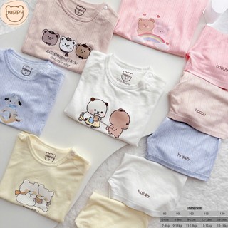 Bộ Cộc Tay Cho Bé, Bộ Quần Áo Cộc Tay Thông Hơi Unchi Siêu Mềm Mại Thời Trang Mùa Hè Cho Bé Trai Bé Gái 7-18kg PL16