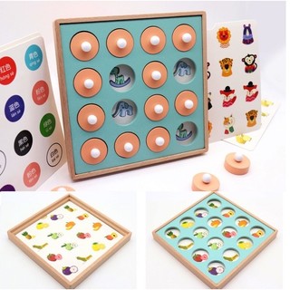 Đồ Chơi Lật Hình Luyện Trí Nhớ Bằng Gỗ Montessori 12 Chủ Đề Xương Rồng Nhỏ