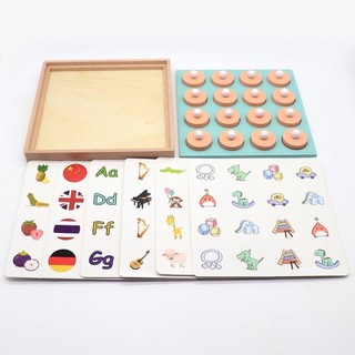 Đồ Chơi Lật Hình Luyện Trí Nhớ Bằng Gỗ Montessori 12 Chủ Đề Xương Rồng Nhỏ