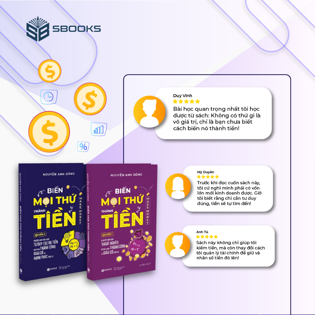 Combo 2 Cuốn Sách: Biến Mọi Thứ Thành Tiền (Quyển 1+2) - SBOOKS OFFICIAL