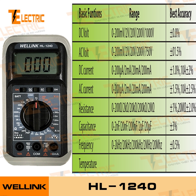 Wellink HL - 1240 Đồng Hồ Đo Điện Đo Tụ Đo Tần Số HL 1240 | Shopee Việt Nam